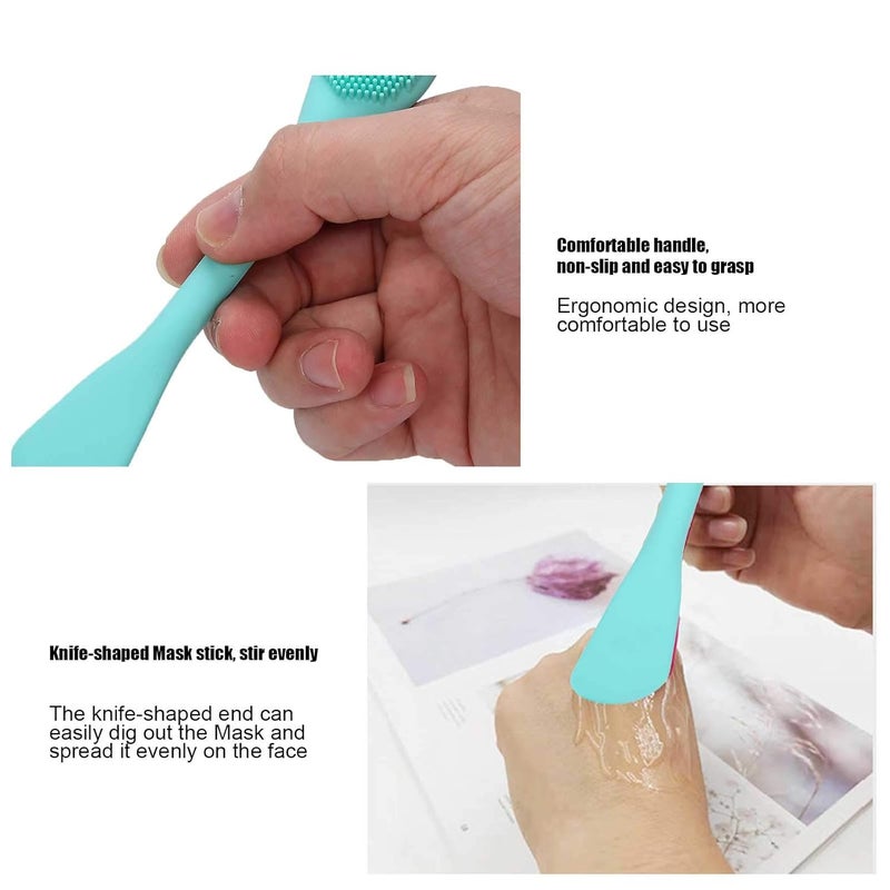 Green Dual Headed Silicone Applicator Sticks 5pcs for Facial Cleansing and Even Cream Spread - Image 4